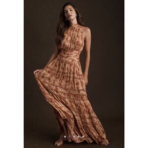 NWT Anthropologie BHLDN Juniper Tiered Backless High-Neck Gown Dress Size 14